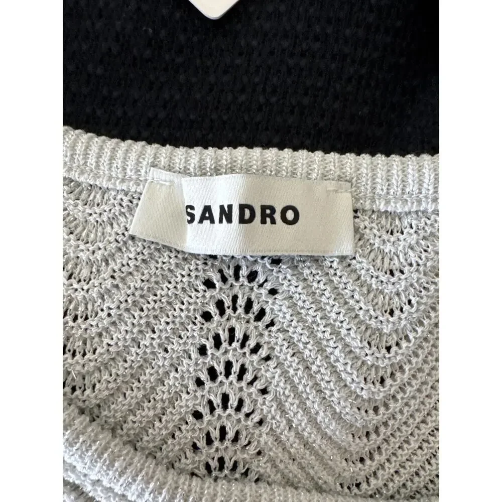 SANDRO Vallee Openwork Knit Tank Wave Pattern Mulit color Size 2 NWT - Picture 9 of 13